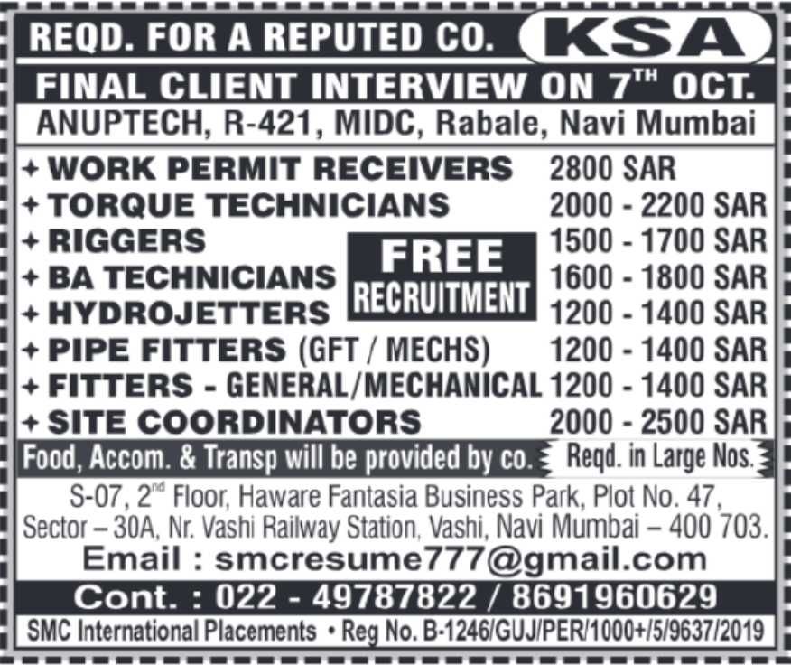 🏗️ Overseas Job Vacancy – KSA (Saudi Arabia) | Final Interview October 2025