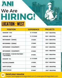 🏗️ We Are HIRING Pan India! Opportunities in Construction & Infrastructure! 🇮🇳