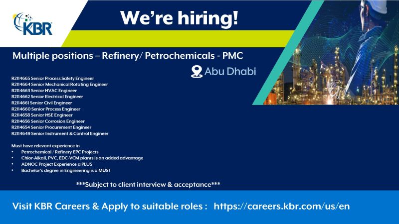 KBR Abu Dhabi Hiring – Refinery & Petrochemical Engineers ⚙️🇦🇪