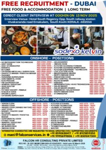 Free Recruitment for Dubai – Sodexo Kelvin | Direct Client Interview at Cochin 🇮🇳✈️🇦🇪