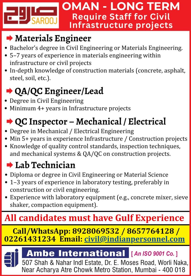 🇴🇲 Long-Term Civil Infrastructure Project: Engineers & Technicians