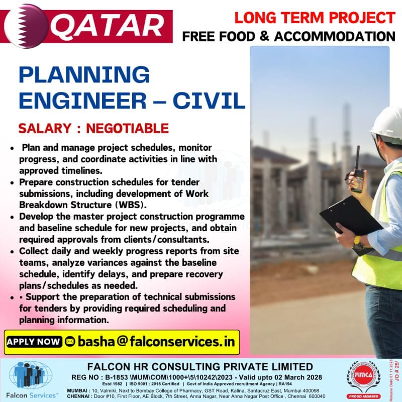 🇶🇦 Long-Term Project: Civil Planning Engineer in Qatar