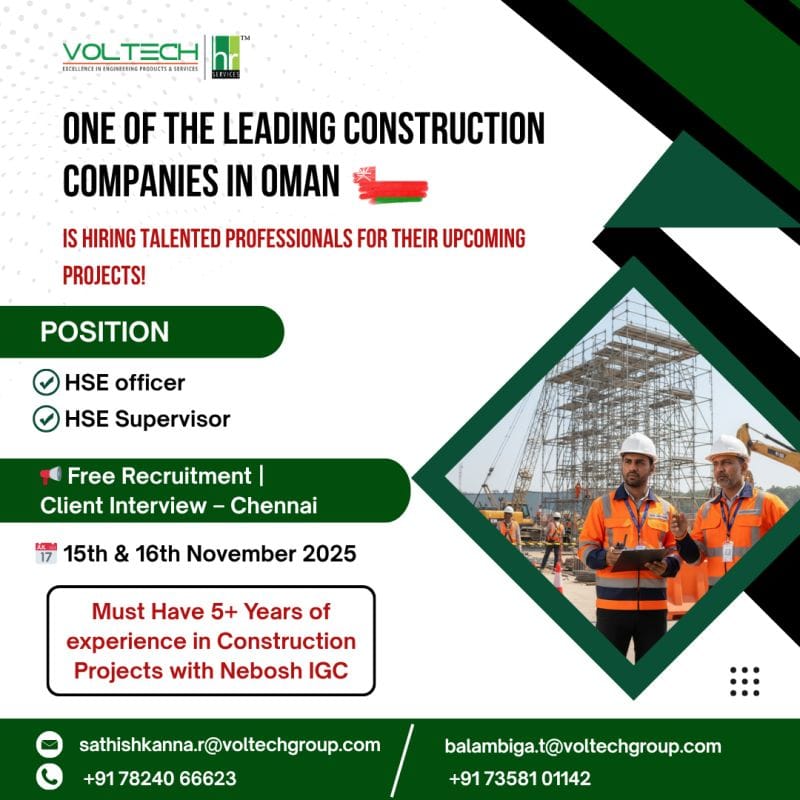 🇴🇲 HSE Professionals Needed: HSE Officer & Supervisor (Oman)