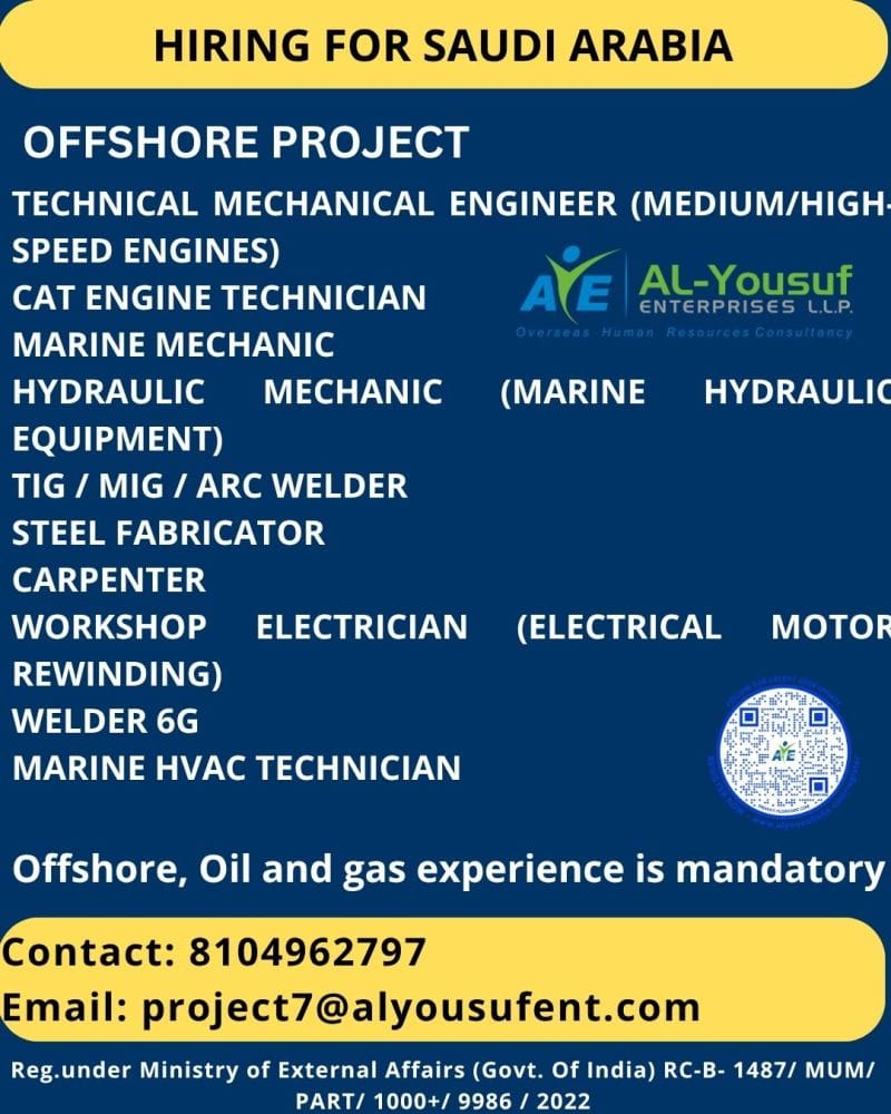⭐ Hiring for Saudi Arabia – Offshore Project Jobs (Multiple Positions Open!) 🇸🇦🛠️