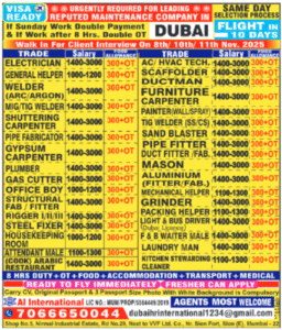 Dubai 🇦🇪 Urgent Hiring for Maintenance Company | Double OT + Free Visa
