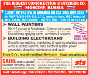 🇷🇺 Jobs in Moscow, Russia – Client Interview in Mumbai on 29th Nov 2025