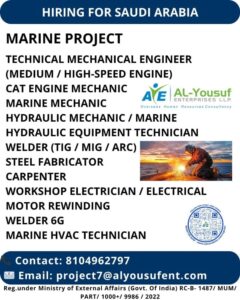 ⚓ Hiring for Saudi Arabia – Marine Project Jobs 2025 | Multiple Technical Vacancies 🛠️🌊
