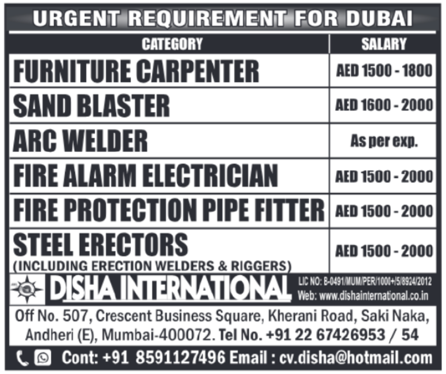 🌍 Urgent Job Vacancies in Dubai – Disha International | High-Salary Gulf Jobs 2025