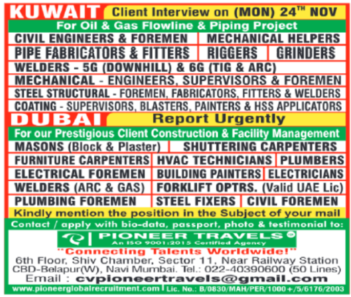 UAE Free Recruitment – 6G Welders, Fabricators, Fitters | Walk-In Shortlisting 22–26 Nov 2025