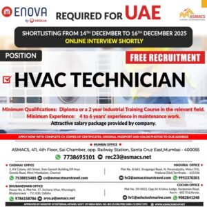 UAE HVAC Technician Jobs (Free Recruitment) 🇦🇪❄️