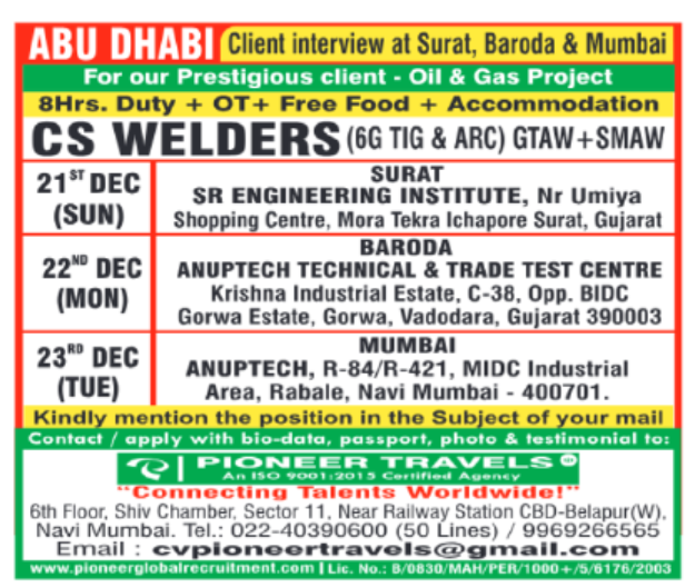 CS WELDERS – ABU DHABI (Oil & Gas Project)