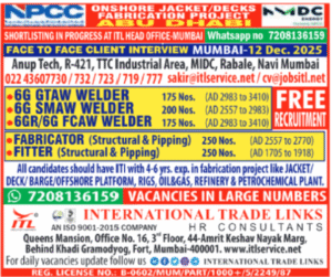 NPCC / NMDC Long Term Fabrication (UAE) – FREE Recruitment