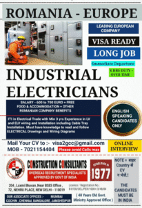 ⚡ Industrial Electrician Jobs in Romania – Europe 🇪🇺