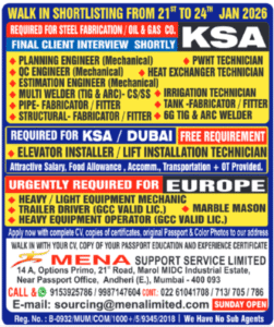 🌍 KSA | Dubai | Europe – Multiple Technical Vacancies