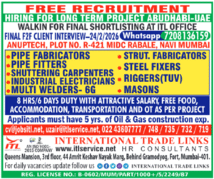 Abu Dhabi Oil & Gas Jobs 2026 – Pipe Fitters, Welders, Riggers | Free Recruitment