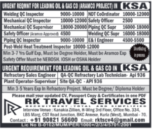 🇸🇦 KSA – ARAMCO Project | Oil & Gas Company Hiring