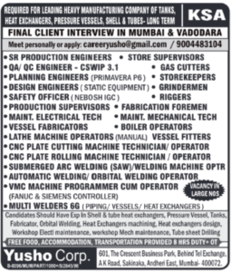 🇸🇦 KSA – Heavy Manufacturing Company | Tanks, Heat Exchangers & Pressure Vessels