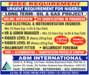Nigeria Oil & Gas Jobs 2026 – Free Recruitment | Engineering & Rigging Vacancies