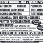 Urgent Hiring for UAE, Qatar & Saudi Arabia – Construction Workers & Technicians