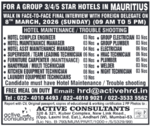 🇲🇺 Mauritius – 3/4/5 Star Hotel Jobs 2026