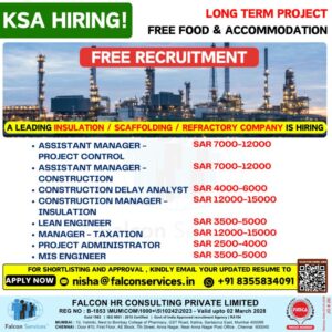 Saudi Arabia Construction Jobs 2026 | Managers, Engineers & MIS Hiring