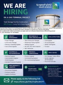Saudi Aramco Jobs 2026 | EPC Oil & Gas Terminal Project Hiring | Apply Now