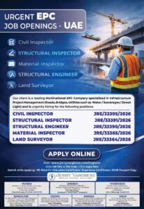 🏗 EPC Jobs in UAE 2026 – Engineers & Inspectors Hiring