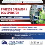 Saudi Arabia Hiring – Process Operator / DCS Operator (Free Recruitment)