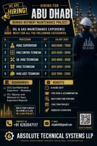 Abu Dhabi Hiring – Ruwais Refinery Maintenance Project (HVAC Jobs)