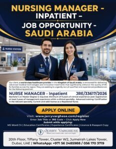 Nursing Manager Jobs in Saudi Arabia 2026 | Inpatient Healthcare Hiring