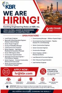 🔴 KBR Hiring – Engineering Roles (Abu Dhabi, UAE)