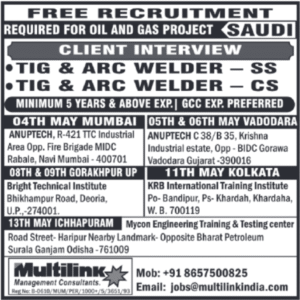 🔥 Saudi Arabia Hiring – TIG & ARC Welders 🇸🇦
