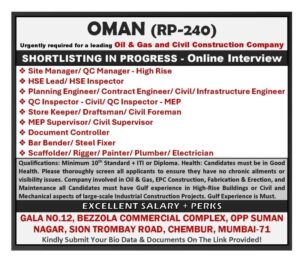 🇴🇲 Oman Oil & Gas Construction Jobs 2026 – Civil, MEP & Engineering Vacancies
