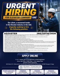 🛗Adjuster Openings for Renowned Elevator Co. – UAE 🇦🇪