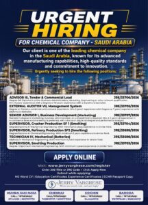 🧪Specialized Roles for Leading Chemical Co. – Saudi Arabia 🇸🇦
