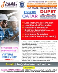 ⚡ Jobs in Qatar – Offshore Oil & Gas Project 🇶🇦