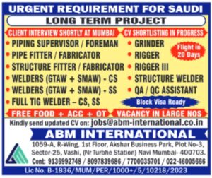 🇸🇦 Saudi Arabia Long-Term Project Jobs 2026 – Welders, Fitters & Riggers Required