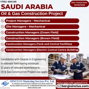 🛢️ Saudi Arabia Oil & Gas Jobs 2026 – Construction & Project Managers Required
