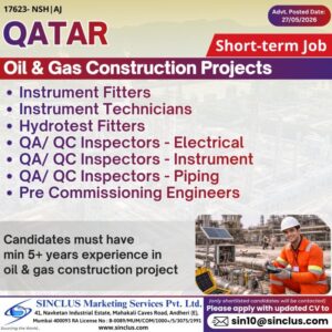 🇶🇦 Exciting Short-Term Job Opportunities in Qatar’s Oil & Gas Construction Sector!