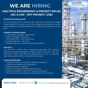 🇦🇪 Multiple Engineering & Project Roles Across the Middle East