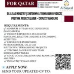 🇶🇦 Urgent Bulk Hiring for Qatar – Project Leader (Catalyst Handling)
