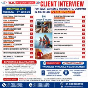 ☀️ L&T Abu Dhabi PV Solar Project – Large Scale Recruitment