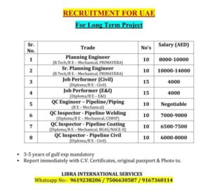 🇦🇪 Recruitment for UAE Long-Term Projects – Planning Engineers & QC Inspectors