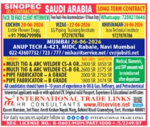 🇸🇦 Saudi Arabia Sinopec Jobs – TIG & ARC Welders and Pipe Fabricators