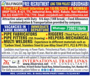 🇦🇪 Abu Dhabi Bilfinger Jobs – Pipe Fabricators, Pipe Fitters, Welders, Riggers & Helpers