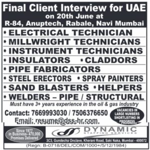 🇦🇪 UAE Oil & Gas Project Jobs – Technicians, Fabricators, Welders & Helpers