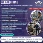 🇶🇦 Qatar Water Treatment Project – Facility Management Recruitment