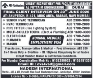 🇦🇪 Dubai Facility Management Jobs – Free Accommodation & Transport