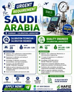 Saudi Arabia Calibration Technician & Quality Engineer Jobs 2026