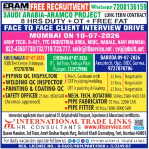 Saudi Aramco Project Jobs 2026 | QC Inspector, Pipe Fitter & Safety Officer Vacancies